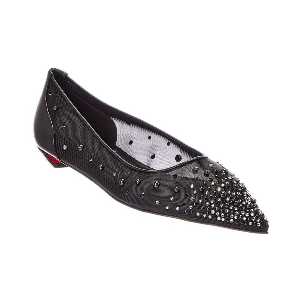 Christian Louboutin Miss Z Mesh & Leather Flat, Black